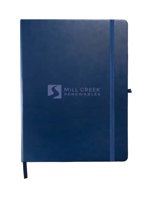 Leeman Navy Tuscany Large Journal 7.5 x 9.875 w/Mill Creek Renewables Logo