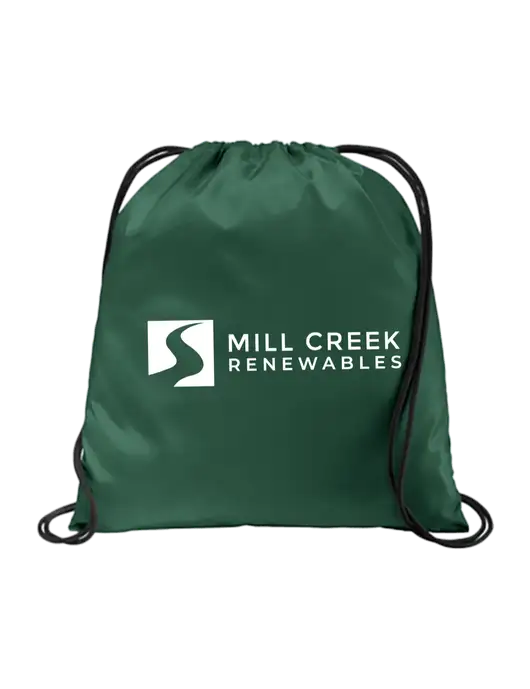 Drawstring Dark Green Cinch Pack w/Mill Creek Renewables Logo