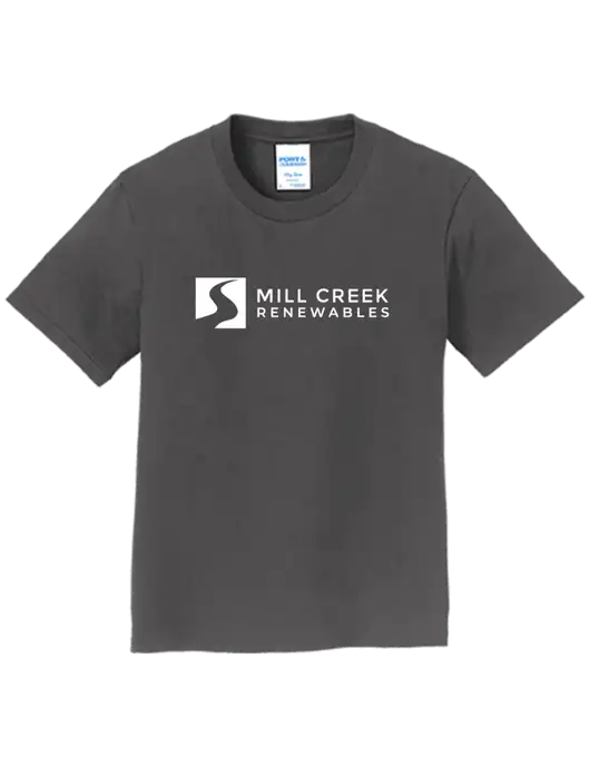Youth Ring Spun Charcoal 4.5 oz T-Shirt w/Mill Creek Renewables Logo