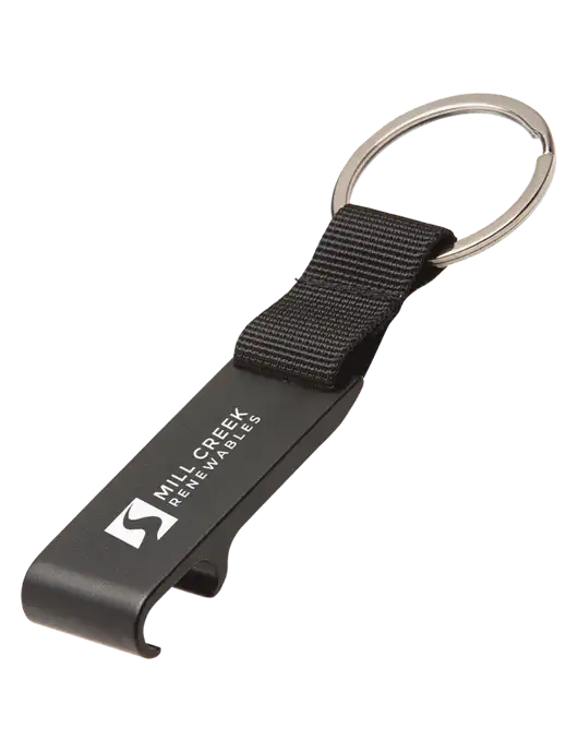 Black Bottle Opener & Key Ring w/Mill Creek Renewables Logo
