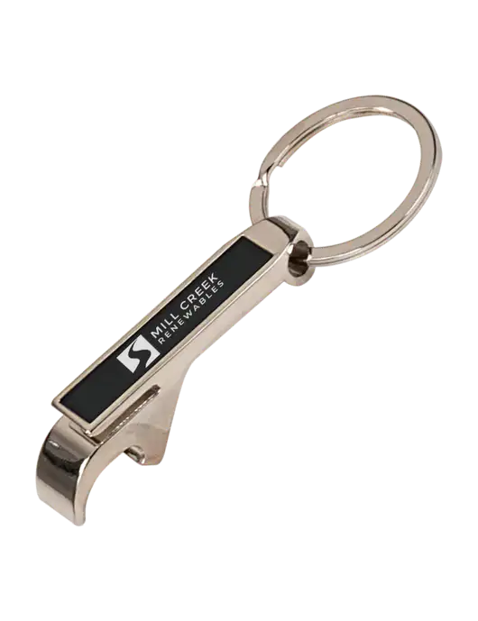 Black Bottle Opener Keychain w/Mill Creek Renewables Logo