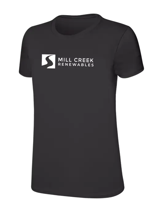 Womens Ring Spun Charcoal 4.5 oz T-Shirt w/Mill Creek Renewables Logo