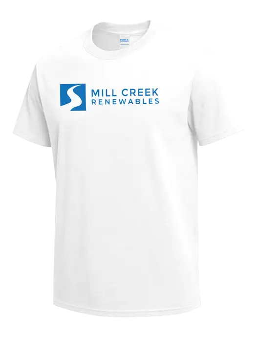 White Heavyweight 6.1 oz T-Shirt w/Mill Creek Renewables Logo