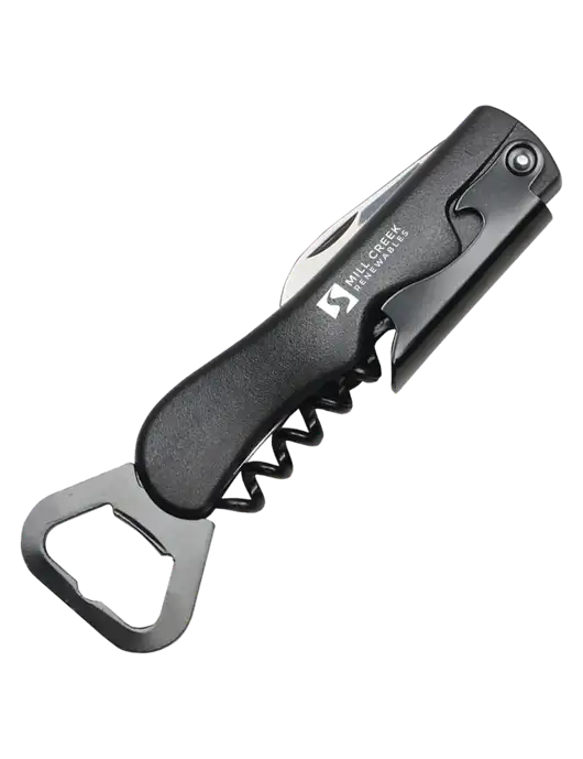 Sleek Black Bottle Opener w/Mill Creek Renewables Logo