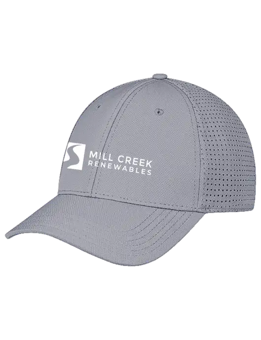 Grey Performance Stretchable Cap Hook & Loop w/Mill Creek Renewables Logo