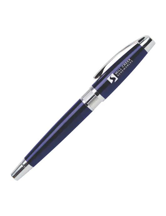 Masscotti Navy Rollerball Pen - Black Ink w/Mill Creek Renewables Logo