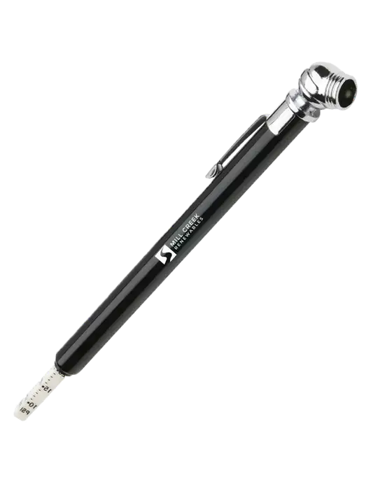 Quick View Black Tire Gauge w/Mill Creek Renewables Logo