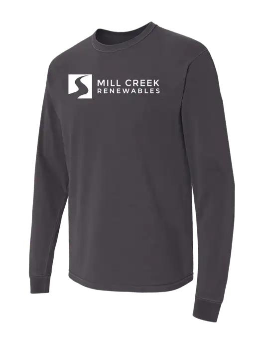 Comfort Colors Garment-Dyed Dark Grey Heavyweight Long Sleeve T-Shirt w/Mill Creek Renewables Logo