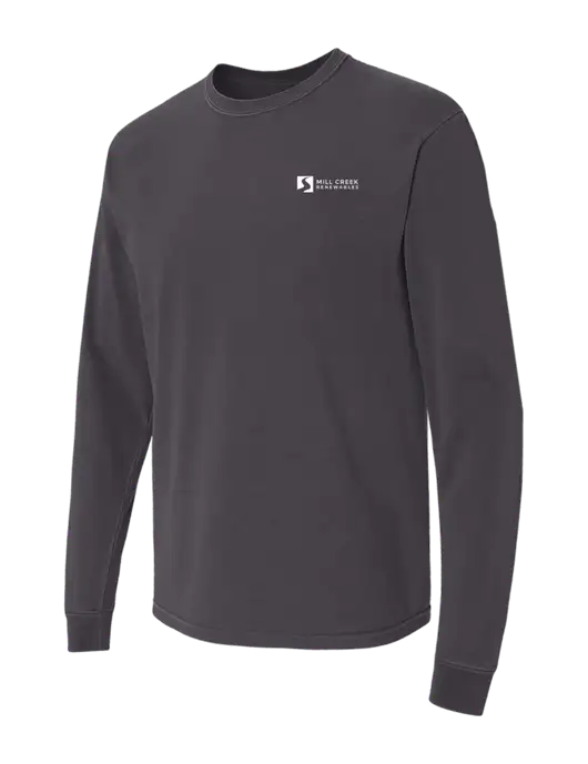 Comfort Colors Garment-Dyed Dark Grey Heavyweight Long Sleeve T-Shirt w/Mill Creek Renewables Logo