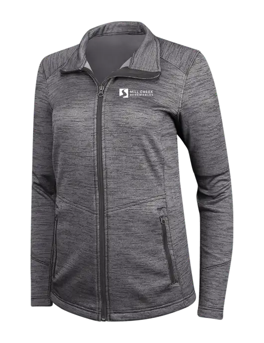 Womens Dark Grey Digi Stripe Fleece Jacket w/Mill Creek Renewables Logo