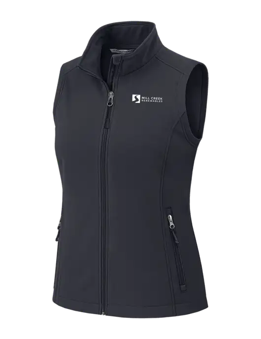 Charcoal Grey Womens Core Soft Shell Vest w/Mill Creek Renewables Logo