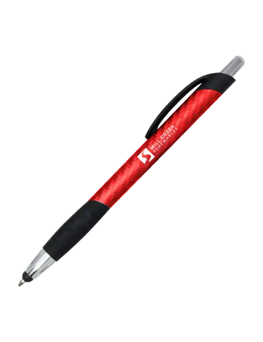 Sunray Red Stylus Pen - Black Ink w/Mill Creek Renewables Logo