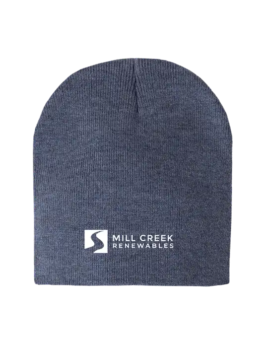 Navy Heather Element Knit Beanie w/Mill Creek Renewables Logo