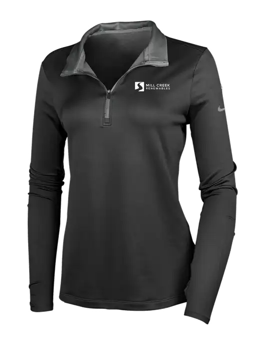 NIKE Black/Dark Grey Womens Dry-Fit Stretch 1/2 Zip Cover-Up w/Mill Creek Renewables Logo