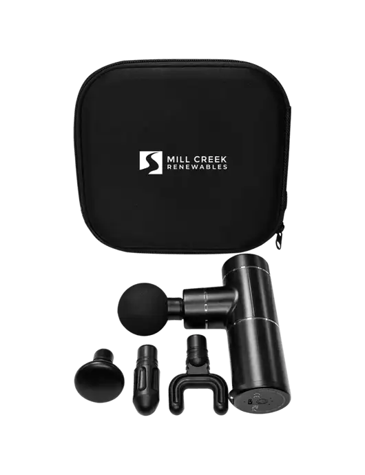 Muscle Revive Handled Massage Gun w/Mill Creek Renewables Logo