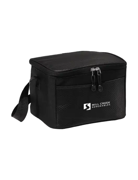 6 Can Black/Black Cube Cooler w/Mill Creek Renewables Logo