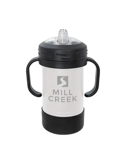 Polar Camel 10 oz Powder Coated White Sippy Cup w/Mill Creek Renewables Logo