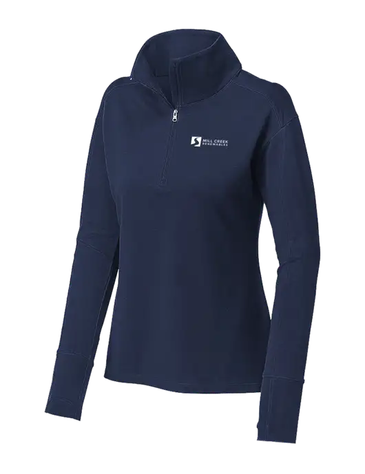 Womens Sport-Wick Flex Fleece Dark Navy 1/4-Zip w/Mill Creek Renewables Logo