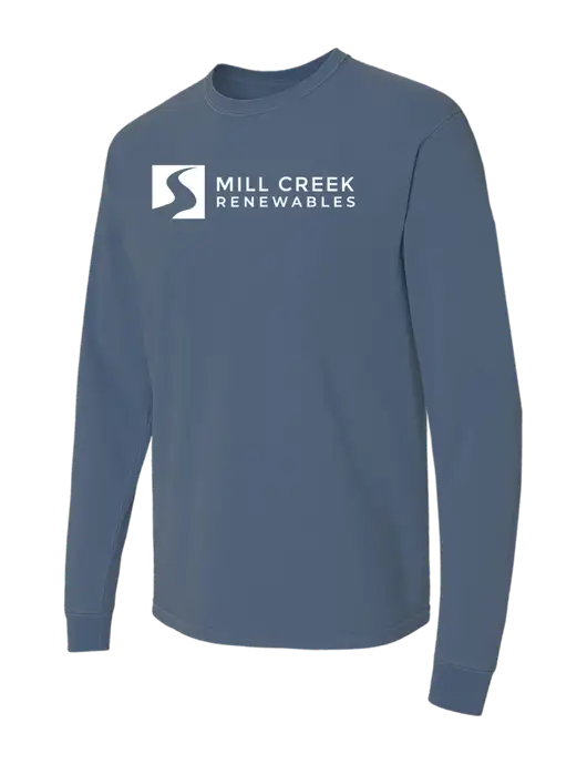Comfort Colors Garment-Dyed Blue Slate Heavyweight Long Sleeve T-Shirt w/Mill Creek Renewables Logo