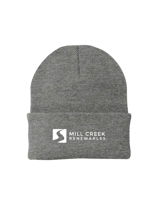 Medium Grey Heather Knit Cap w/Mill Creek Renewables Logo