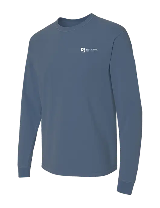 Comfort Colors Garment-Dyed Blue Slate Heavyweight Long Sleeve T-Shirt w/Mill Creek Renewables Logo