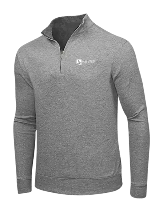 Medium Heather Grey/Charcoal Heather Interlock 1/4 Zip w/Mill Creek Renewables Logo