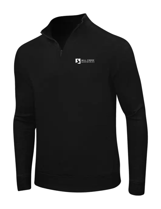 Deep Black/Charcoal Heather Interlock 1/4 Zip w/Mill Creek Renewables Logo