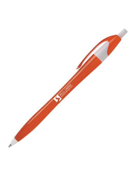 Novella Orange/White Breeze Pen - Blue Ink w/Mill Creek Renewables Logo