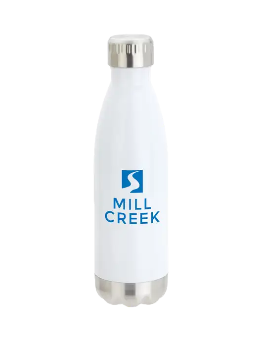 City Go White 17 oz Insulated Bottle w/Mill Creek Renewables Logo