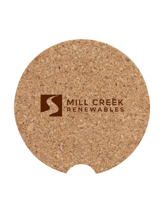 Cork Car Coaster, 2.5" w/Mill Creek Renewables Logo