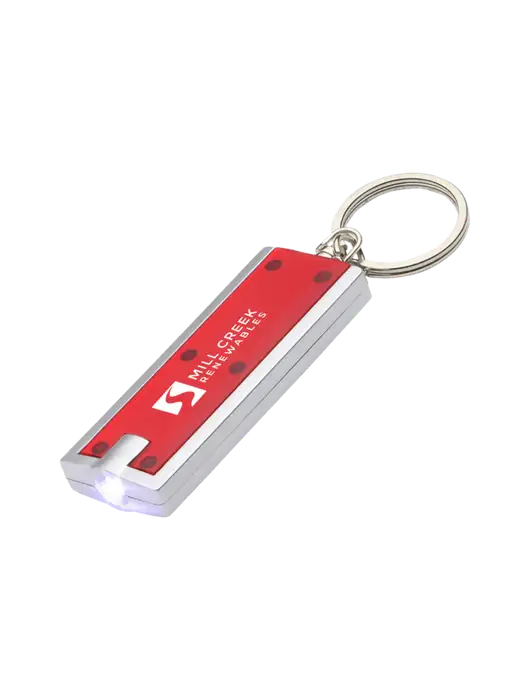 Simple Touch Red LED Keychain w/Mill Creek Renewables Logo
