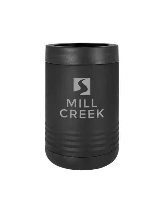 Polar Camel 12 oz Powder Coated Black Vacuum Insulated Beverage Holder w/Mill Creek Renewables Logo
