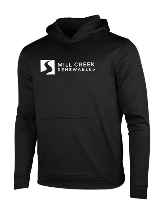 Black Fleece Sport-Wick Hooded Pullover w/Mill Creek Renewables Logo
