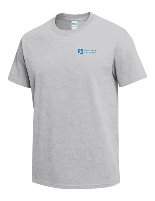 Light Grey Heather Heavyweight 6.1 oz T-Shirt w/Mill Creek Renewables Logo