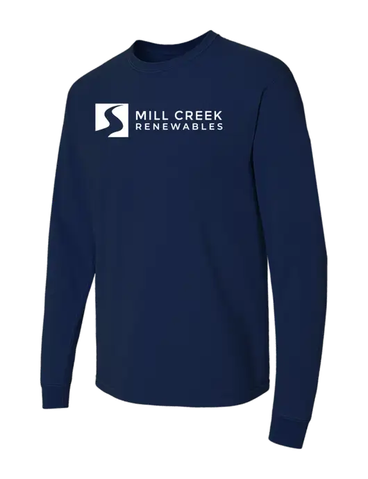 Comfort Colors Garment-Dyed Dark Navy Heavyweight Long Sleeve T-Shirt w/Mill Creek Renewables Logo