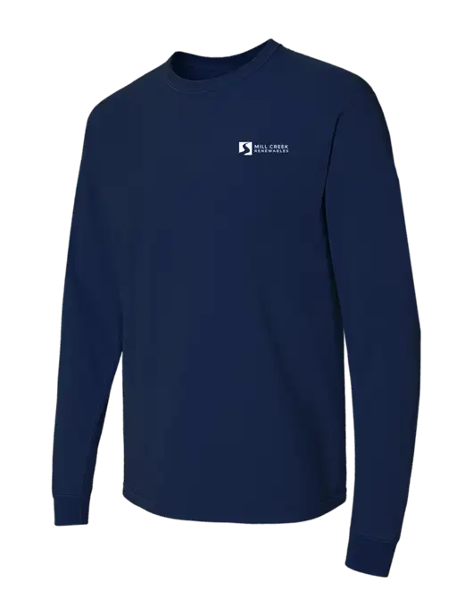 Comfort Colors Garment-Dyed Dark Navy Heavyweight Long Sleeve T-Shirt w/Mill Creek Renewables Logo