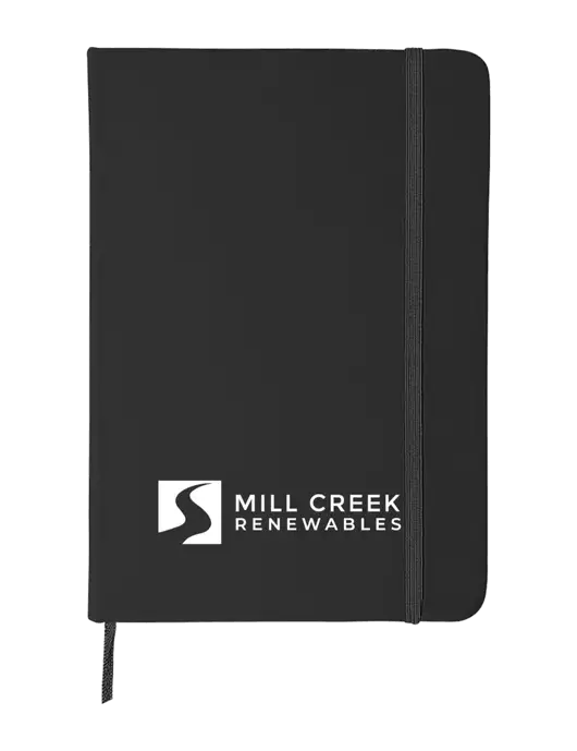 Black Comfort Touch Bound Journal 5" X 7" w/Mill Creek Renewables Logo