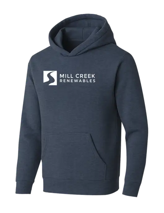 BELLA+CANVAS Heather Navy Sponge Fleece Pullover Hoodie w/Mill Creek Renewables Logo