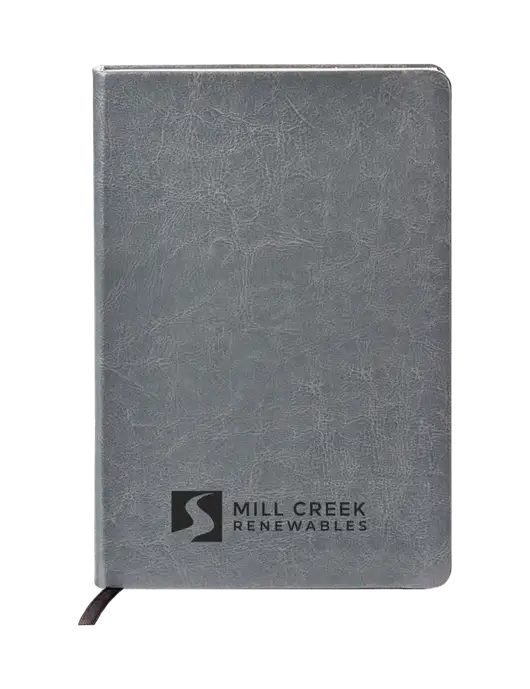 Fabrizio Grey Hard Cover 5.75 x 8.3 Journal w/Mill Creek Renewables Logo