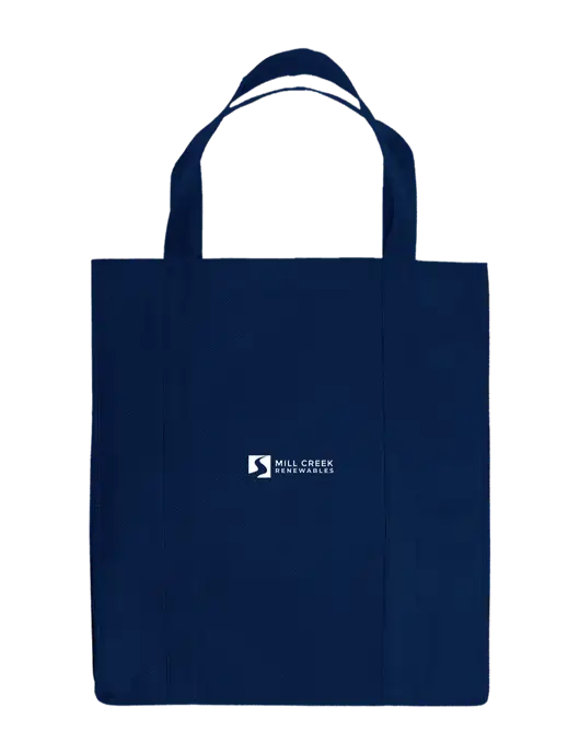 Eco Reusable Jumbo Navy Blue Shopping Bag w/Mill Creek Renewables Logo