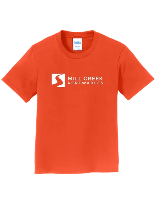 Youth Ring Spun Orange 4.5 oz T-Shirt w/Mill Creek Renewables Logo