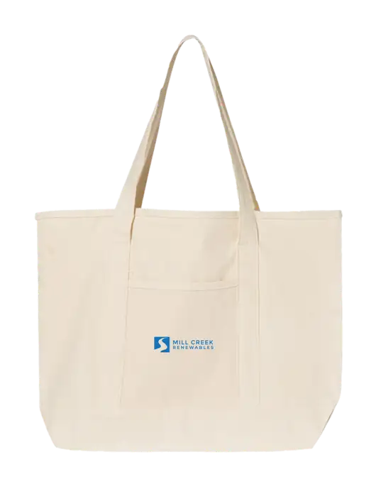 Natural Large Canvas Deluxe Tote w/Mill Creek Renewables Logo
