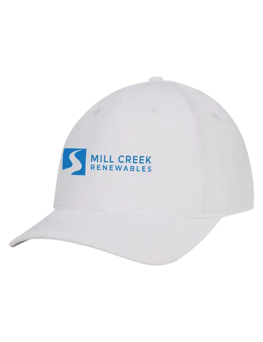 White Nylon Twill Performance Cap w/Mill Creek Renewables Logo