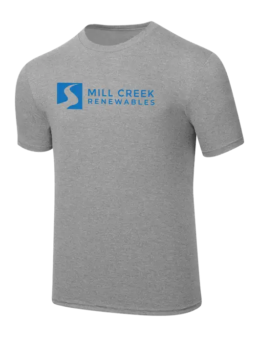 Simply Soft Heathered Light Grey 4.5oz  Poly/Combed Ring Spun Cotton T-Shirt w/Mill Creek Renewables Logo