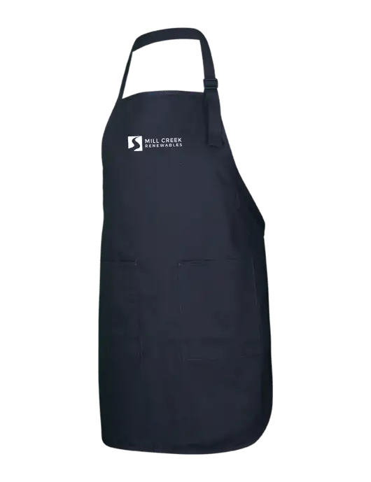 Full-Length Black Apron With Pockets w/Mill Creek Renewables Logo