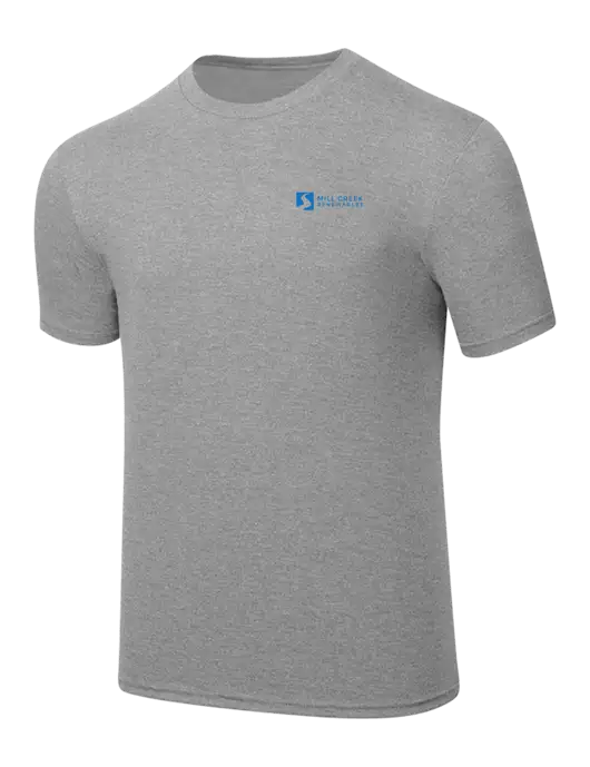 Simply Soft Heathered Light Grey 4.5oz  Poly/Combed Ring Spun Cotton T-Shirt w/Mill Creek Renewables Logo