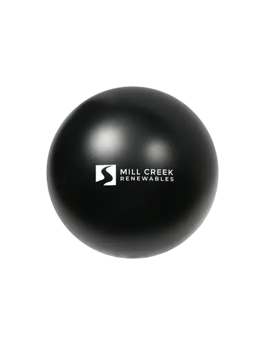 Black Stress Reliever Ball w/Mill Creek Renewables Logo