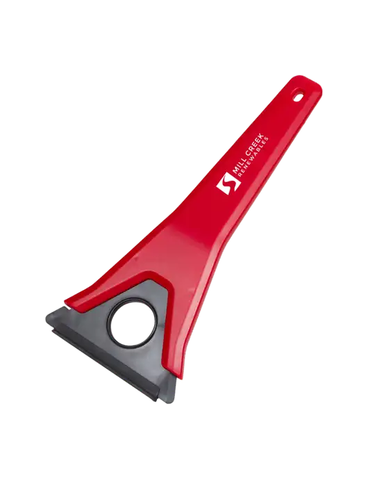 TriBlade Red Windshield Scraper w/Mill Creek Renewables Logo