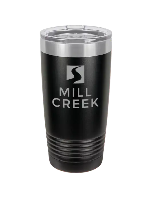 Polar Camel 20 oz Powder Coated Black Vacuum Insulated Tumbler w/Mill Creek Renewables Logo