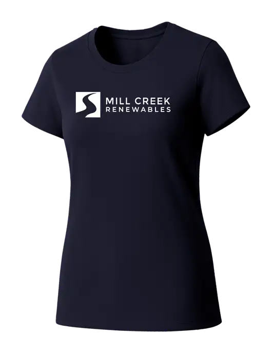 Womens Seriously Soft New Navy T-Shirt w/Mill Creek Renewables Logo